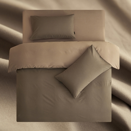 2025新款全棉13372水洗棉双拼四件套（影棚暗光） 40暖木棕+拾柴