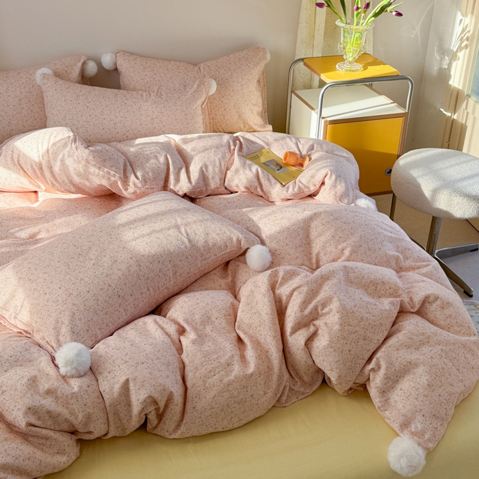 91家纺网 家纺一手货源 找家纺 金爱家 2025新款亲肤舒适纯棉双层纱四件套 双层纱-花未央