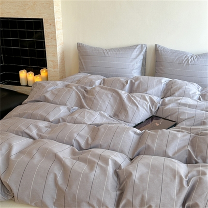 91家纺网 家纺一手货源 找家纺 （总）金丝鸟家纺 2025新款全棉斜纹印花条纹系列四件套及单品