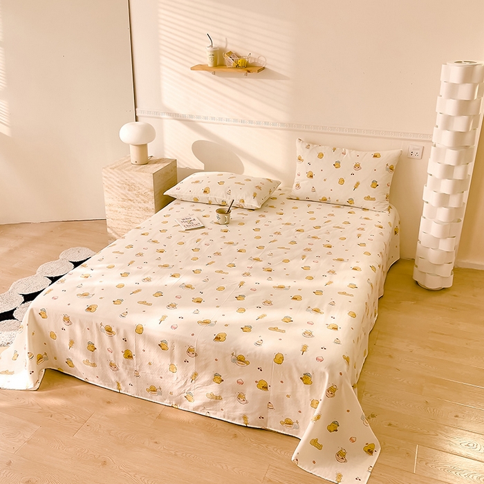 91家纺网 家纺一手货源 找家纺 DoDo 兜兜 2026新款全棉双层纱印花单床单（可定做尺寸） 奇奇鸭