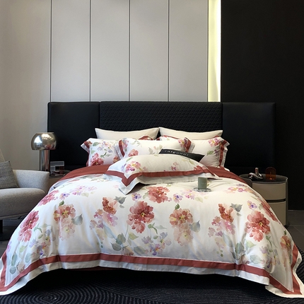 太古汇家居 2025新款秋冬长绒棉数码印花系列四件套 赫莲娜-红