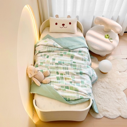 御棉坊 2025新款A类50天丝数码印花夏被子被芯 水彩绿格