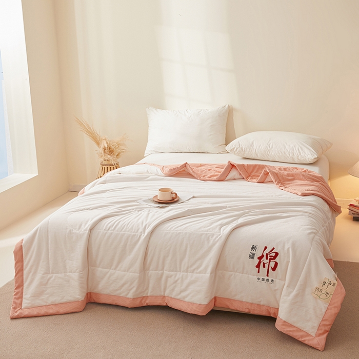 91家纺网 家纺一手货源 找家纺 熙宴家纺 2025新款水洗棉100%新疆棉花夏被-月光白 月光白+玉