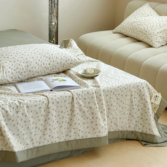 91家纺网 家纺一手货源 找家纺 大彩家居 2025新款全棉有氧水洗纱布夏被夏凉被 朝花夕拾