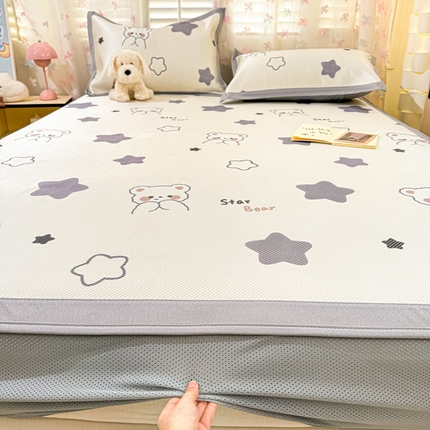 91家纺网 家纺一手货源 找家纺 （总）2025新款小清新数码印花床笠款冰藤席