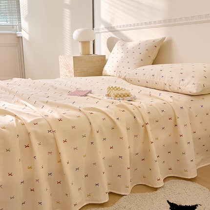91家纺网 家纺一手货源 找家纺 （总）DoDo 兜兜 2025新款全棉双层纱印花单床单（可定做尺寸）