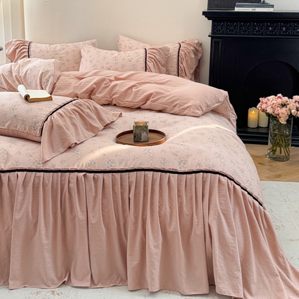 沐慕 2025新款法式针织双层纱印花系列四件套 春和