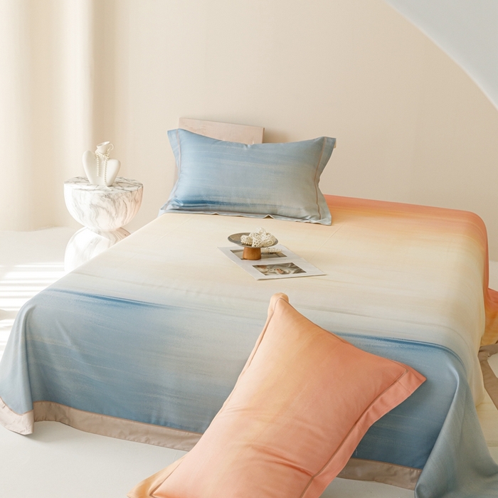 91家纺网 家纺一手货源 找家纺 舒慕 2025新款天丝竹纤维凉席三件套 极光-蓝