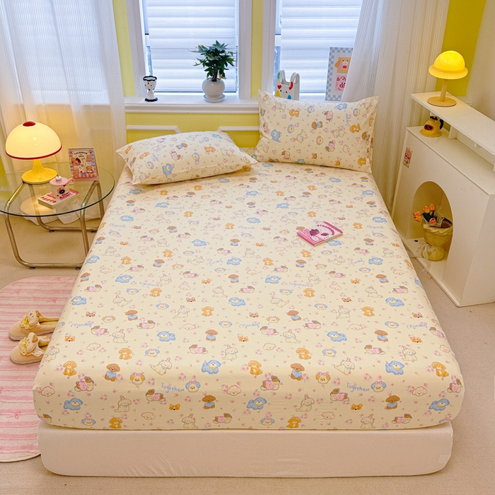 91家纺网 家纺一手货源 找家纺 吉象家纺 2025新款高支密全棉印花单品系列-单床笠 狗狗家族