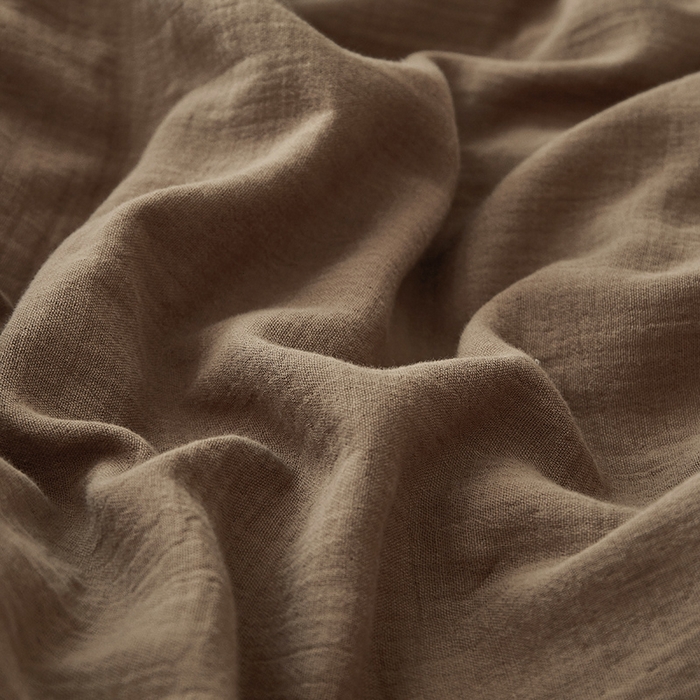 91家纺网 家纺一手货源 找家纺 水洗的故事 2025新款全棉A类皱皱纱纯色混搭四件套 摩卡