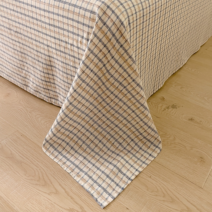 91家纺网 家纺一手货源 找家纺 DoDo 兜兜 2025新款全棉双层纱印花单床单（可定做尺寸） 蓝调格子