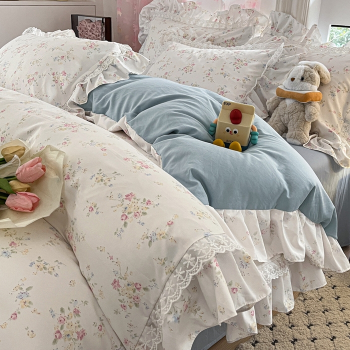 91家纺网 家纺一手货源 找家纺 喜梦缘家纺 2025A类公主风云柔棉工艺款四件套 淡彩花语