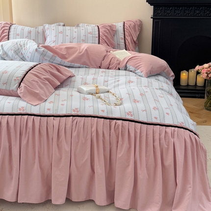 沐慕 2025新款法式针织双层纱印花系列四件套 卡曼