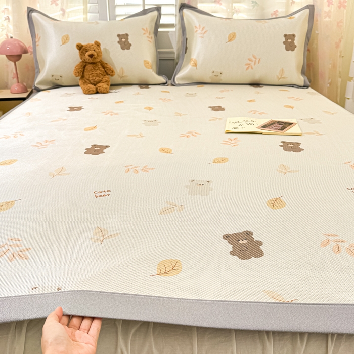 91家纺网 家纺一手货源 找家纺 川悦生活 2025新款数码印花冰藤席 小熊福