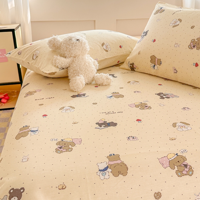 91家纺网 家纺一手货源 找家纺 吉象家纺 2025新款高支密全棉印花单品系列-单床单 小熊日记