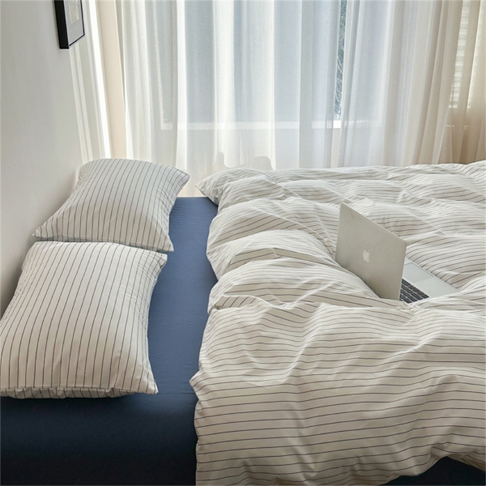 91家纺网 家纺一手货源 找家纺 （总）金丝鸟家纺 2025新款全棉斜纹印花条纹系列四件套及单品