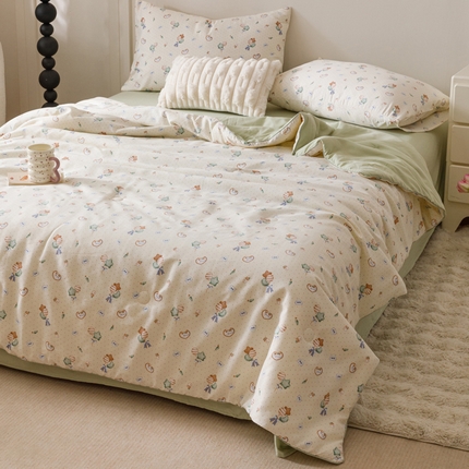 91家纺网 家纺一手货源 找家纺 （总）一加一 2025新款有氧纱印花大豆夏被