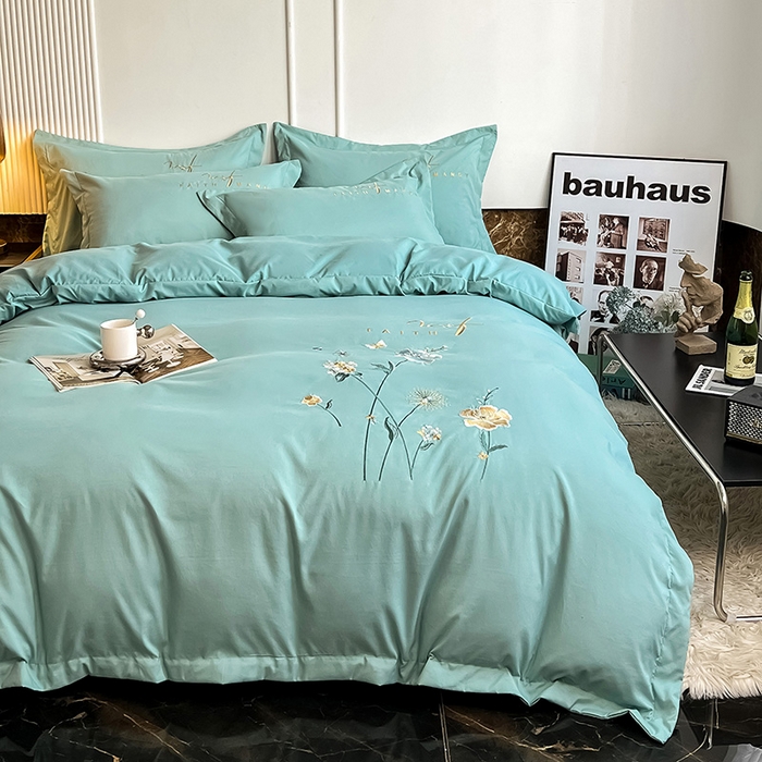 91家纺网 家纺一手货源 找家纺 （总）梵克保罗 2025直播热卖长绒棉刺绣花边四件套-烟雨花都