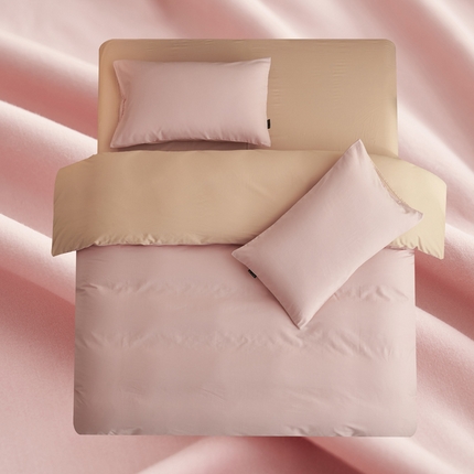 2025新款全棉13372水洗棉双拼四件套（影棚暗光） 樱木粉+一念秋风