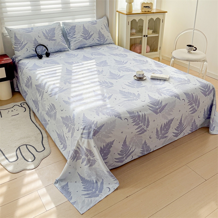 91家纺网 家纺一手货源 找家纺 名兮家居2025新款卡通简约时尚全棉老粗布床单 枫叶情