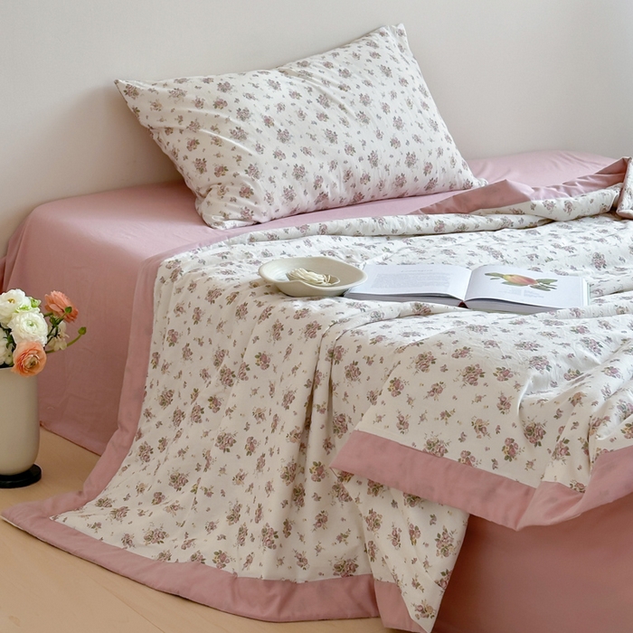 91家纺网 家纺一手货源 找家纺 大彩家居 2025新款全棉有氧水洗纱布夏被夏凉被 陌上花开