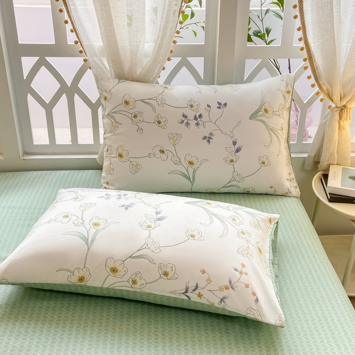 91家纺网 家纺一手货源 找家纺 宜家坊 2025早春新品全棉纯棉喷气13070小清新印花纯棉四件套-风格二 沁园春