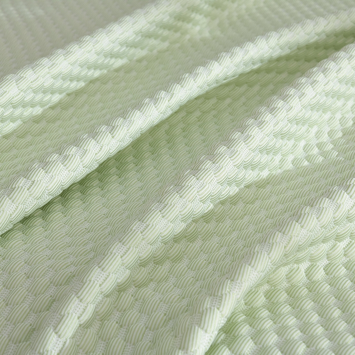 91家纺网 家纺一手货源 找家纺 赛丽雅 2025爆款A类凉感豆豆凉席三件套床裙款冰丝软席子床笠款凉席 水绿