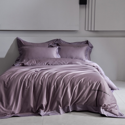 91家纺网 家纺一手货源 找家纺 （总）米奈家居 2025新款贴边拼角100支新疆长绒棉四件套-诺拉