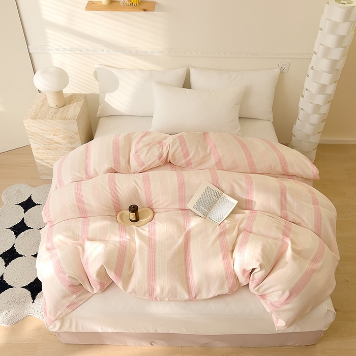 91家纺网 家纺一手货源 找家纺 DoDo 兜兜 2026新款全棉双层纱印花单被套（可定做尺寸） 律动-粉