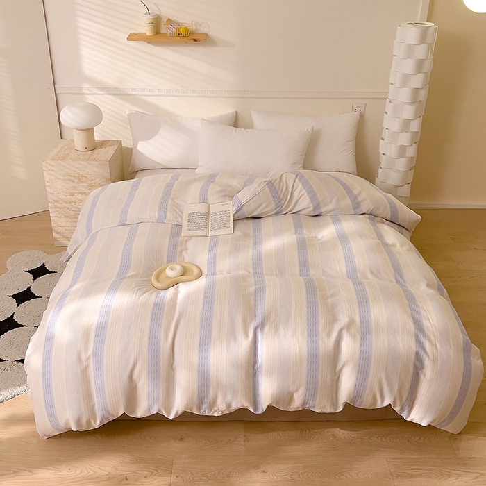 91家纺网 家纺一手货源 找家纺 DoDo 兜兜 2026新款全棉双层纱印花单被套（可定做尺寸） 律动-蓝