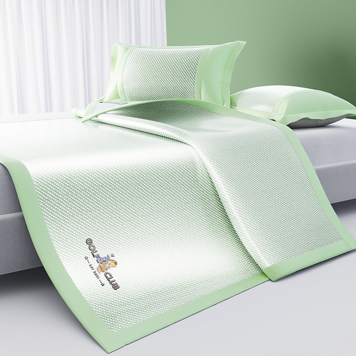 91家纺网 家纺一手货源 找家纺 阿牛席业 2025新款凉感PE冰藤凉席系列-纯逸 纯逸-绿（条席）