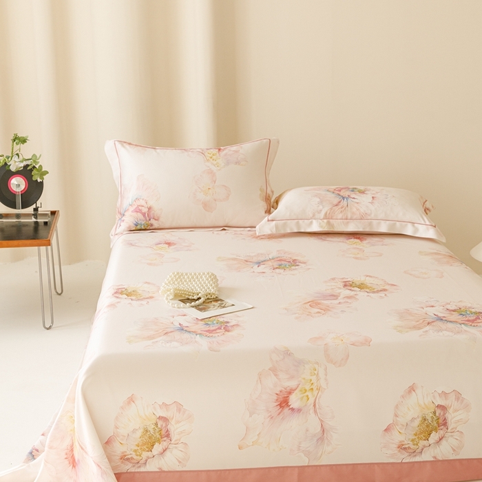 91家纺网 家纺一手货源 找家纺 舒慕 2025新款天丝竹纤维凉席三件套 花漾