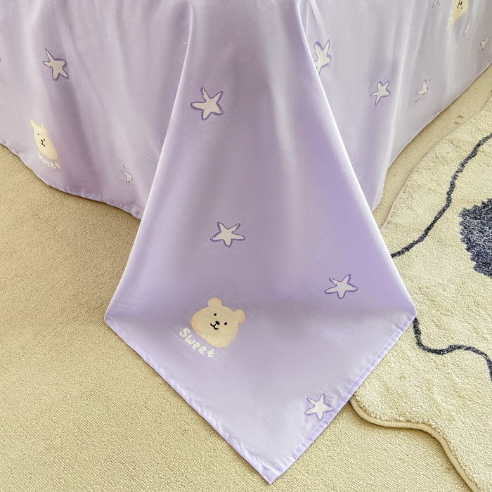 91家纺网 家纺一手货源 找家纺 宜家坊 2025早春新品全棉纯棉喷气13070小清新印花纯棉四件套-风格二 熊噜噜爱果子