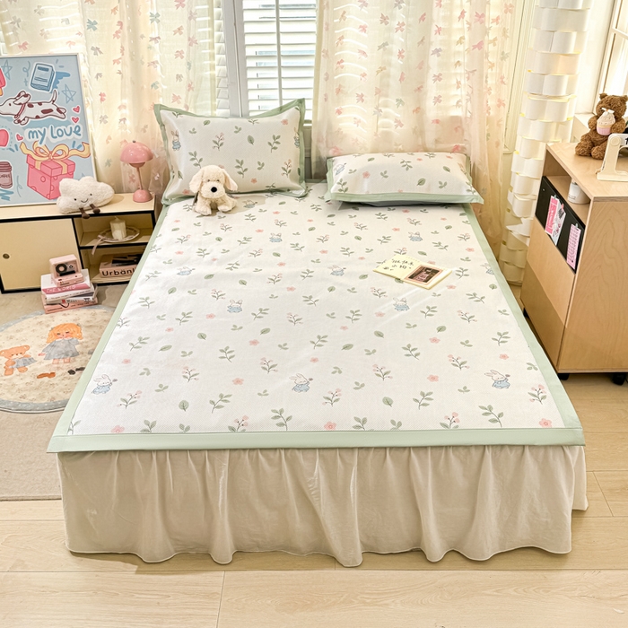 91家纺网 家纺一手货源 找家纺 川悦生活 2025新款数码印花冰藤席 春田蜜兔