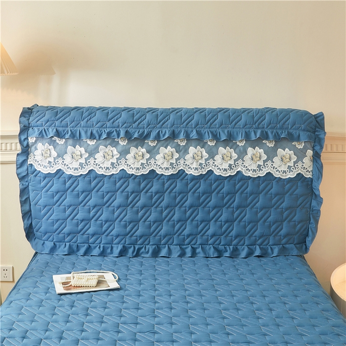 91家纺网 家纺一手货源 找家纺 （总）十个点家纺 2025新款千鸟格磨毛绗缝夹棉纯色花边床头罩