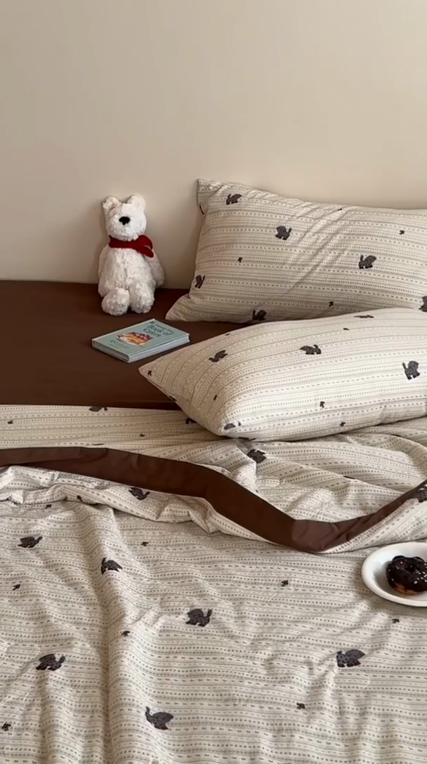 91家纺网 家纺一手货源 找家纺 大彩家居 2025新款全棉有氧水洗纱布夏被夏凉被 斑点狗