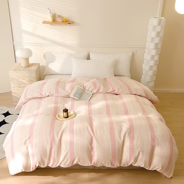 91家纺网 家纺一手货源 找家纺 DoDo 兜兜 2026新款全棉双层纱印花单被套（可定做尺寸） 律动-粉