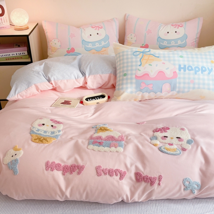 91家纺网 家纺一手货源 找家纺 沐慕 2025新款大版印加绣款四件套 蛋糕kt