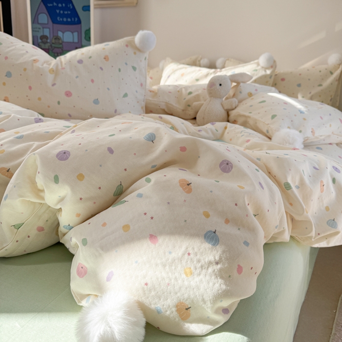 91家纺网 家纺一手货源 找家纺 （总）金爱家 2025新款亲肤舒适纯棉双层纱四件套