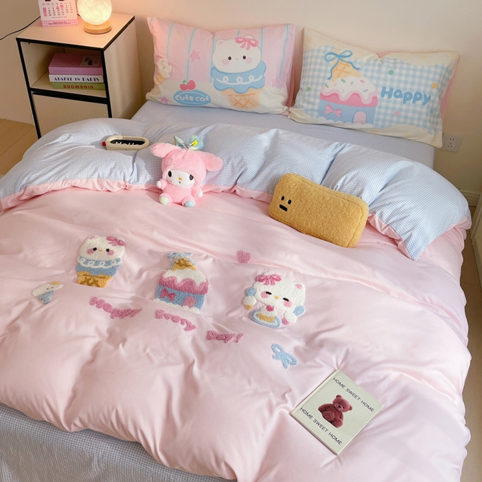 91家纺网 家纺一手货源 找家纺 沐慕 2025新款大版印加绣款四件套 蛋糕kt