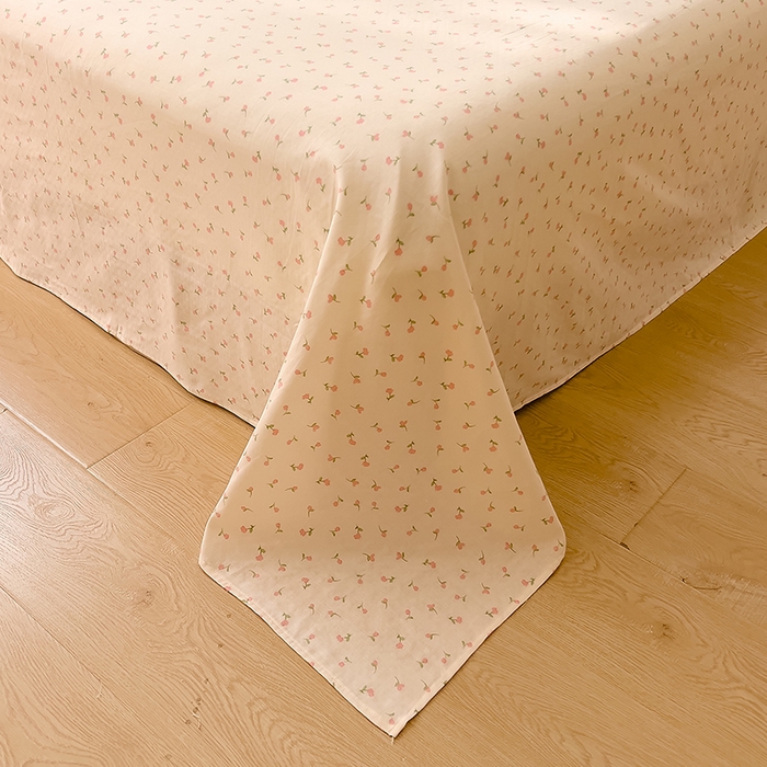 91家纺网 家纺一手货源 找家纺 DoDo 兜兜 2025新款全棉双层纱印花单床单（可定做尺寸） 朵朵小花