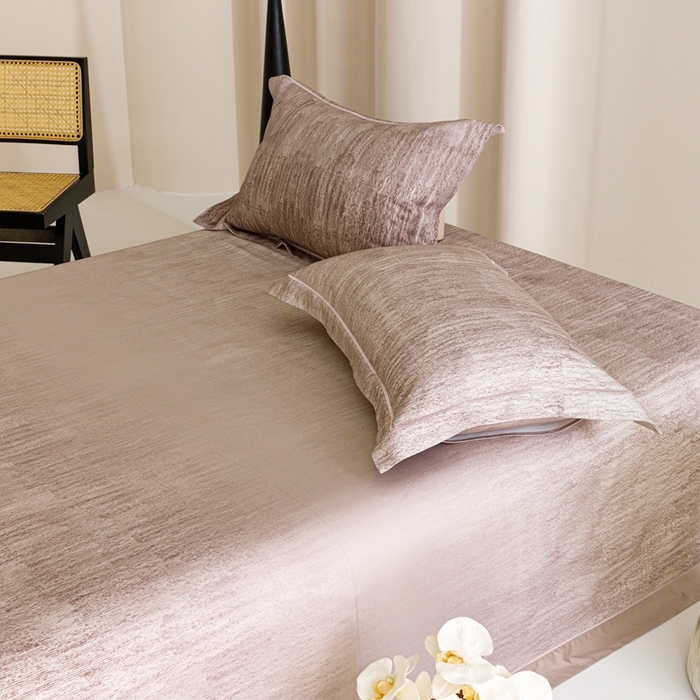 91家纺网 家纺一手货源 找家纺 舒慕 2025新款天丝竹纤维凉席三件套 洛卡-咖