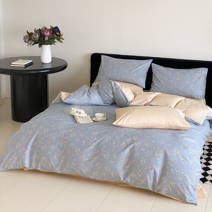 91家纺网 家纺一手货源 找家纺 宜家坊 2025开春新品全棉喷气13070小清新印花纯棉全棉四件套-风格一 辞优