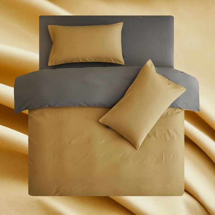 91家纺网 家纺一手货源 找家纺 2025新款全棉13372水洗棉双拼四件套（影棚暗光） 暗木幽香+宝藏灰