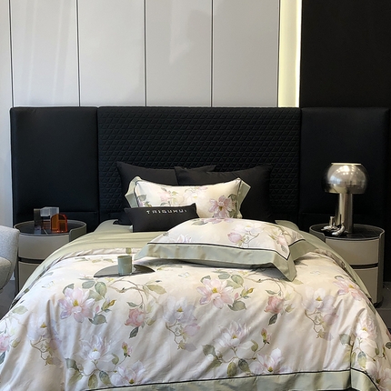 太古汇家居 2025新款秋冬长绒棉数码印花系列四件套 奥罗拉-豆绿