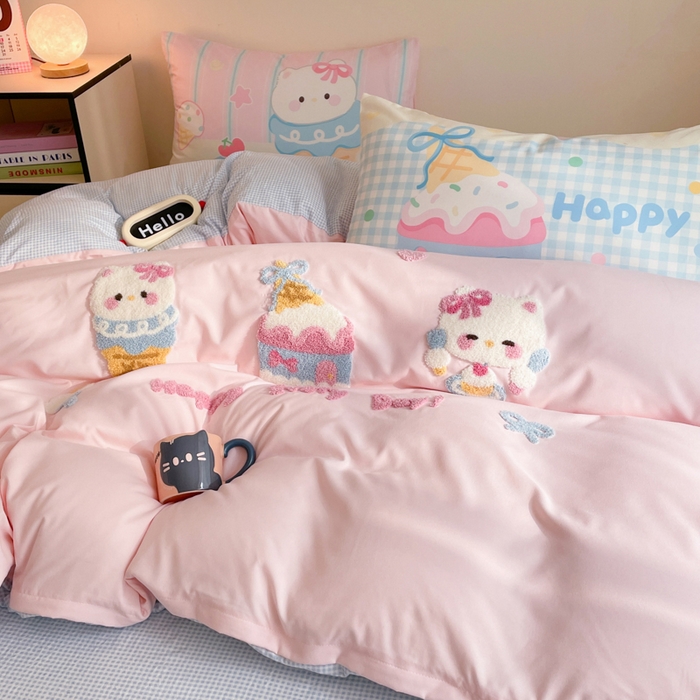 91家纺网 家纺一手货源 找家纺 沐慕 2025新款大版印加绣款四件套 蛋糕kt