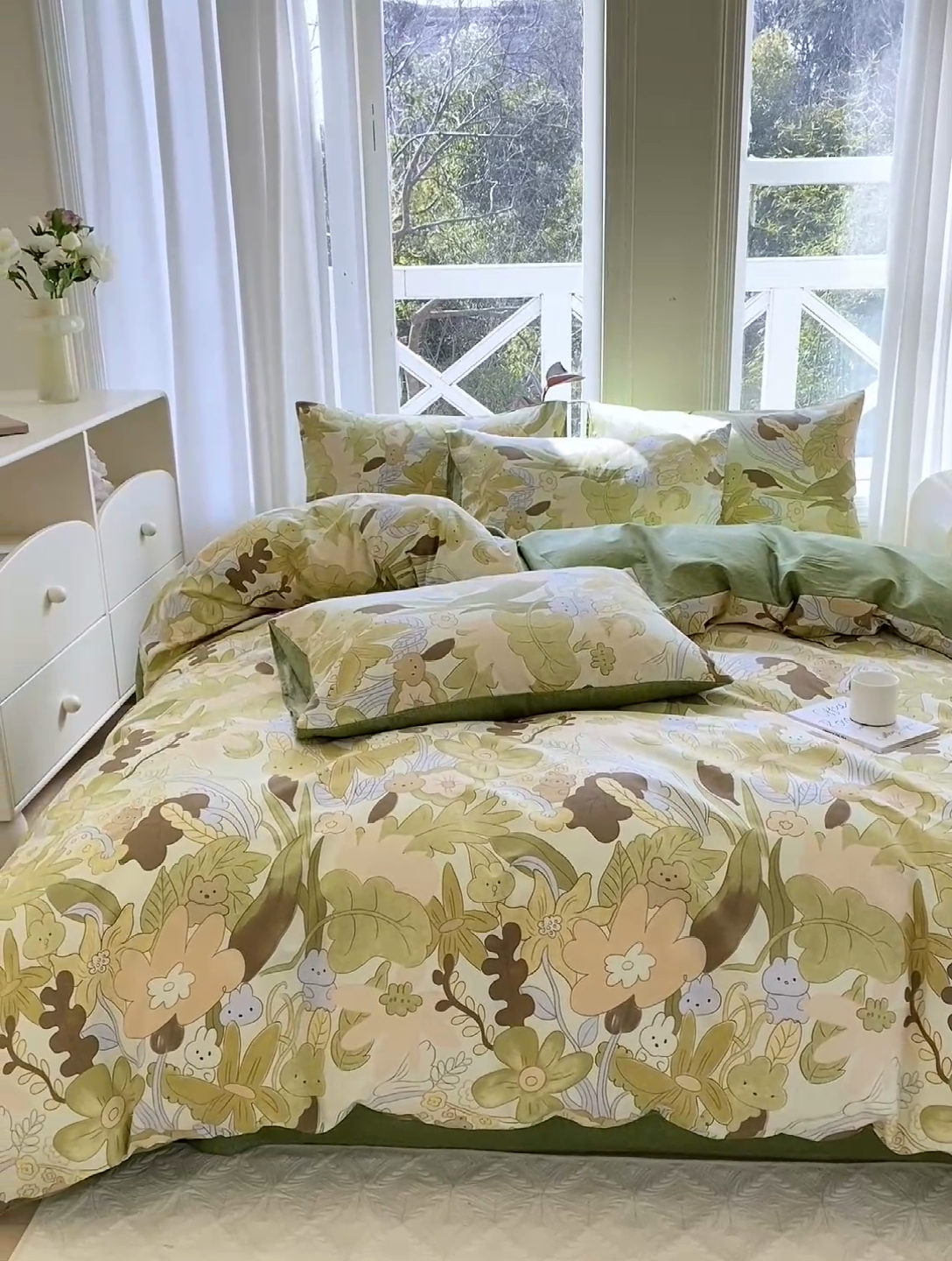 91家纺网 家纺一手货源 找家纺 宜家坊 2025早春新品全棉纯棉喷气13070小清新印花纯棉四件套-风格二 日光舞曲