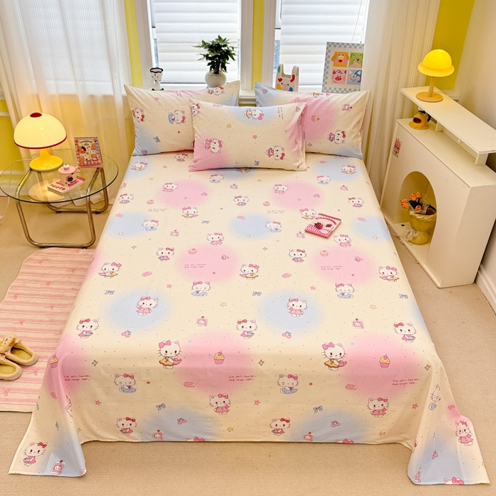 91家纺网 家纺一手货源 找家纺 吉象家纺 2025新款高支密全棉印花单品系列-单床单 甜喵