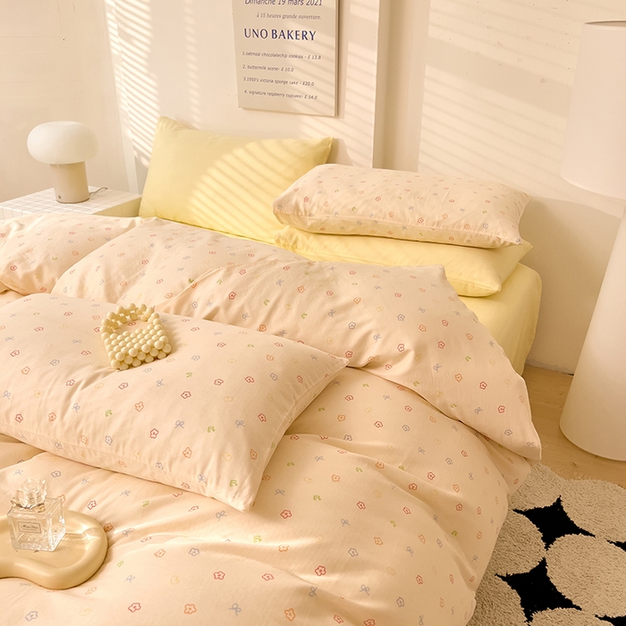 91家纺网 家纺一手货源 找家纺 DoDo 兜兜 2025新款全棉双层纱印花四件套（可定做尺寸） 蜜糖日记