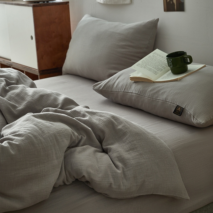 91家纺网 家纺一手货源 找家纺 （总）水洗的故事 2025新款全棉A类皱皱纱纯色混搭四件套